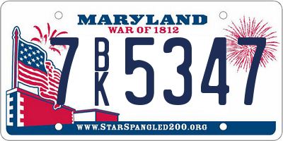 MD license plate 7BK5347