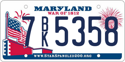 MD license plate 7BK5358