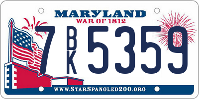 MD license plate 7BK5359