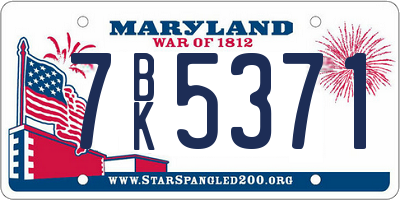 MD license plate 7BK5371
