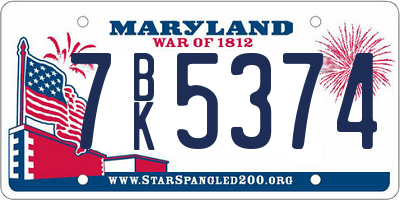 MD license plate 7BK5374