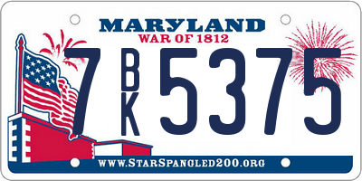 MD license plate 7BK5375