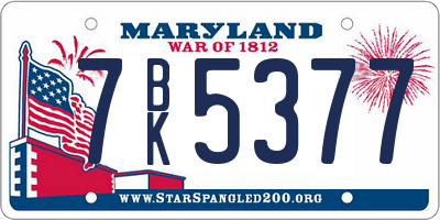 MD license plate 7BK5377
