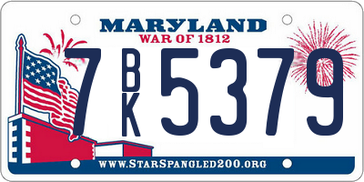 MD license plate 7BK5379