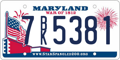 MD license plate 7BK5381