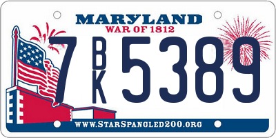MD license plate 7BK5389