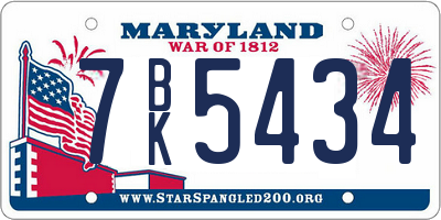 MD license plate 7BK5434