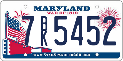 MD license plate 7BK5452