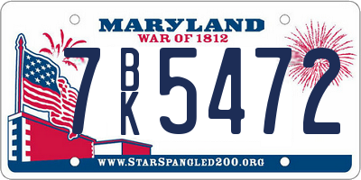 MD license plate 7BK5472