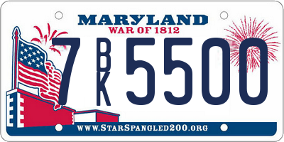 MD license plate 7BK5500