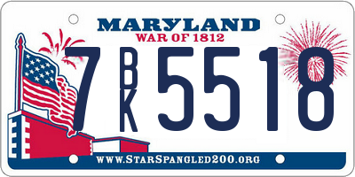 MD license plate 7BK5518