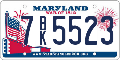 MD license plate 7BK5523