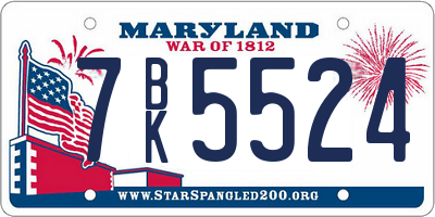 MD license plate 7BK5524