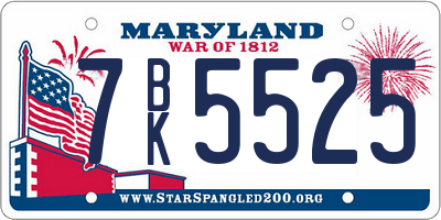 MD license plate 7BK5525