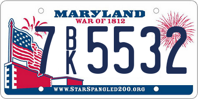 MD license plate 7BK5532