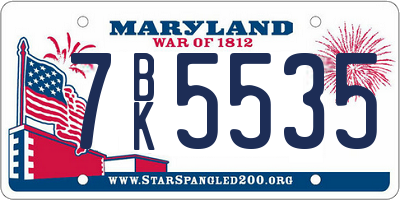 MD license plate 7BK5535
