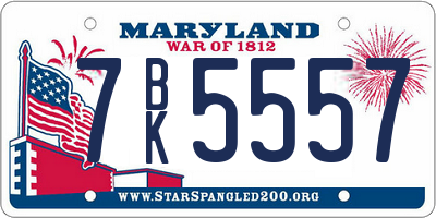 MD license plate 7BK5557