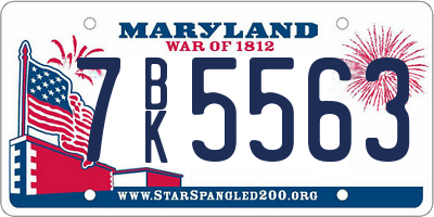 MD license plate 7BK5563