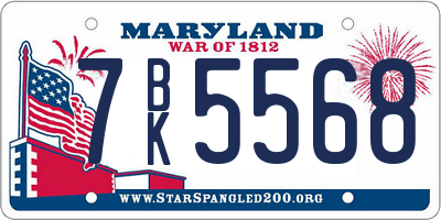 MD license plate 7BK5568