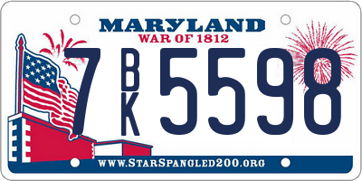 MD license plate 7BK5598