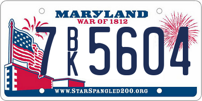 MD license plate 7BK5604