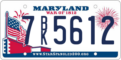 MD license plate 7BK5612