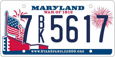 MD license plate 7BK5617