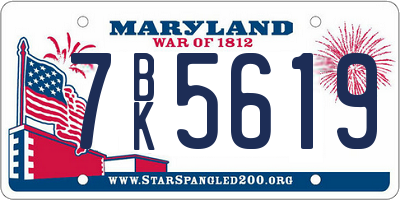 MD license plate 7BK5619