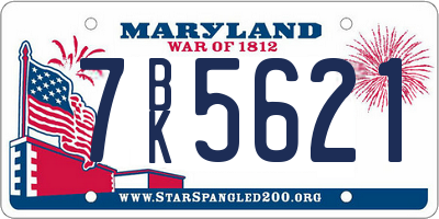 MD license plate 7BK5621