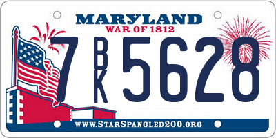 MD license plate 7BK5628
