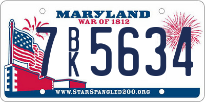 MD license plate 7BK5634