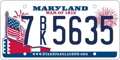 MD license plate 7BK5635