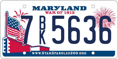 MD license plate 7BK5636