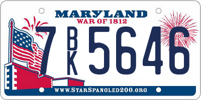 MD license plate 7BK5646