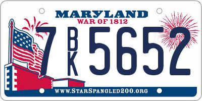 MD license plate 7BK5652