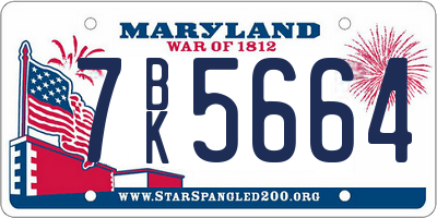 MD license plate 7BK5664