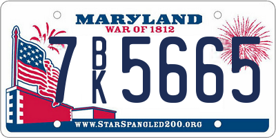 MD license plate 7BK5665