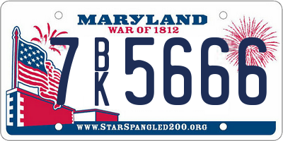 MD license plate 7BK5666