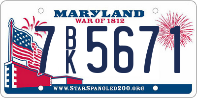 MD license plate 7BK5671
