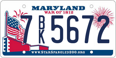 MD license plate 7BK5672