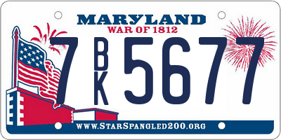 MD license plate 7BK5677