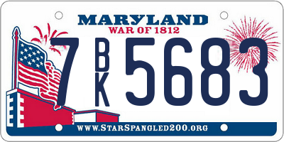 MD license plate 7BK5683