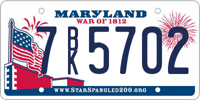 MD license plate 7BK5702