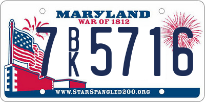 MD license plate 7BK5716
