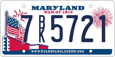 MD license plate 7BK5721