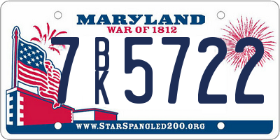 MD license plate 7BK5722