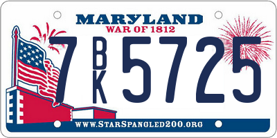 MD license plate 7BK5725