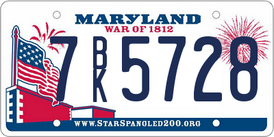 MD license plate 7BK5728