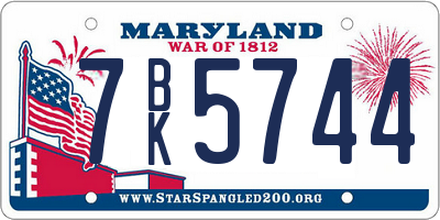 MD license plate 7BK5744