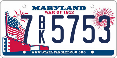 MD license plate 7BK5753
